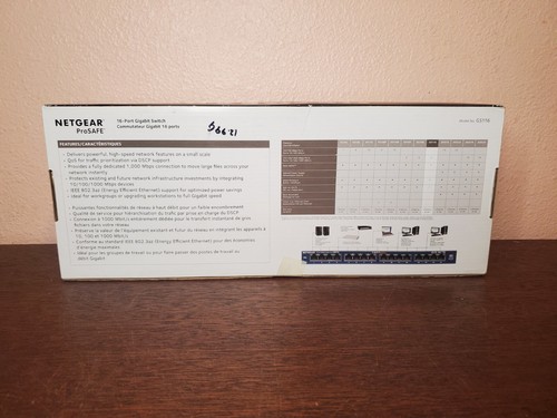 NETGEAR GS116 Prosafe 16-Port Gigabit Switch 10/100/1000 - New In Box! - Picture 5 of 10
