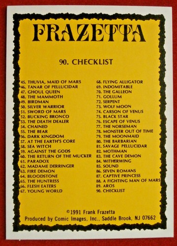 FRANK FRAZETTA - Karte #90 - CHECKLISTE - Comic Bilder 1991 - Bild 2 von 2