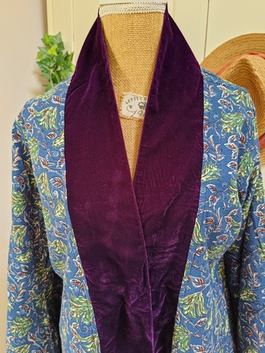 Vestido de vestir de terciopelo y algodón púrpura revisable pequeño mediano 23/1 - Imagen 10 de 14