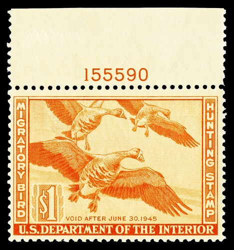 Scott RW11 1944 $1.00 Duck Stamp Mint Plate # Single F-VF OG NH Cat $125 - Picture 1 of 2