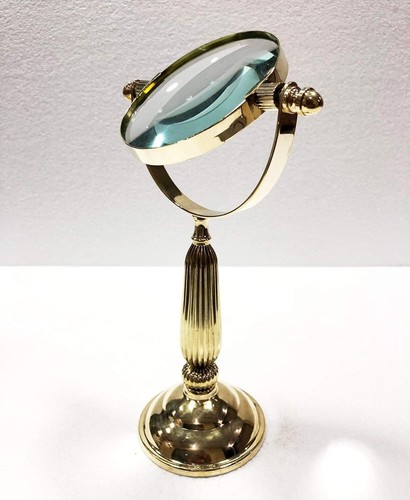 Vintage Stil Gold glänzend Messing Glas Drehlupe Schreibtisch Linse 4" Lupe - Bild 2 von 6