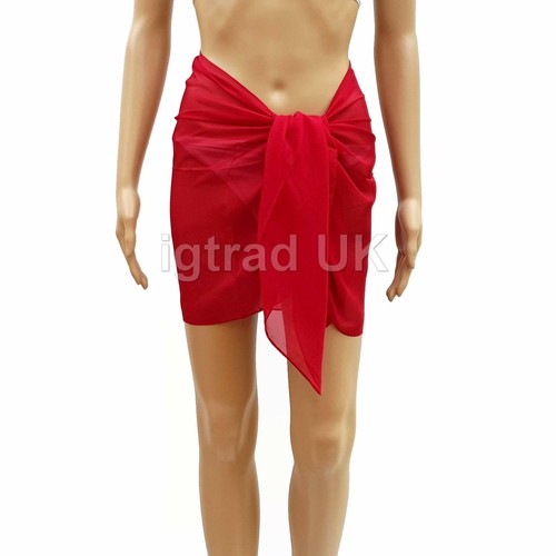 Mini Sarongs Fine Sheer Chiffon Short Length Cover-Up Sarong One Size UK 8-14 - Picture 79 of 82