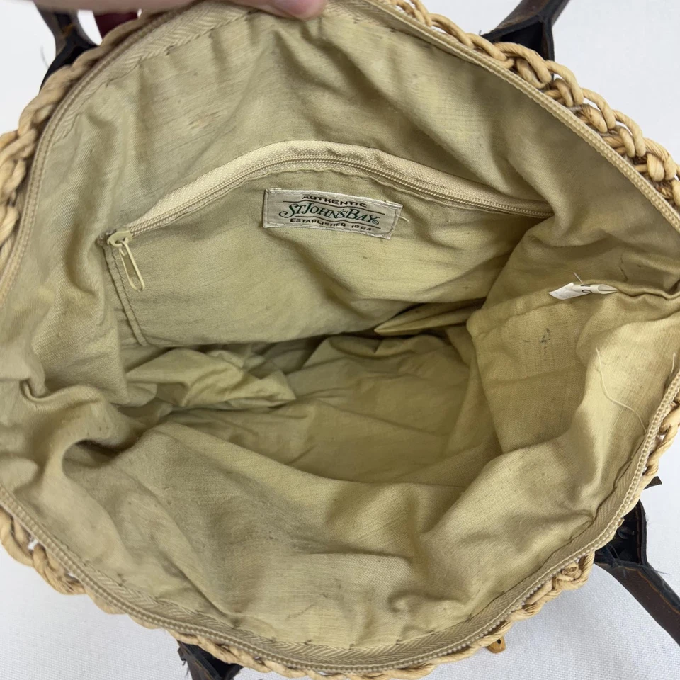 Bolso de Mano Vintage St Johns Bay Mujeres Madera de Yute Animal Bolso Cartera Bolso de Hombro Foto 3 de 4
