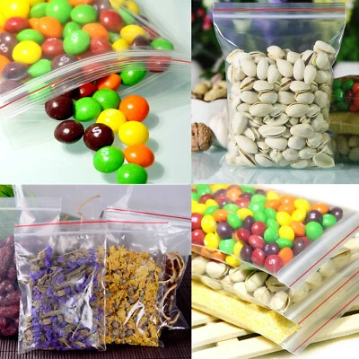 Lot de100 Sachets Zip Pression Transparent Plastique Pochettes Fermeture Pochon
