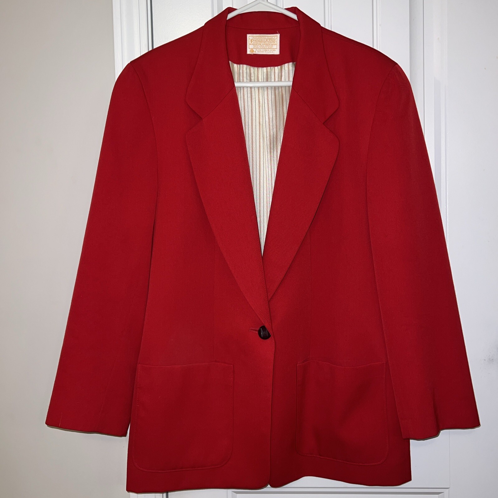 Pendleton Virgin Wool Jacket Red Size 12 Lined Bu… - image 1