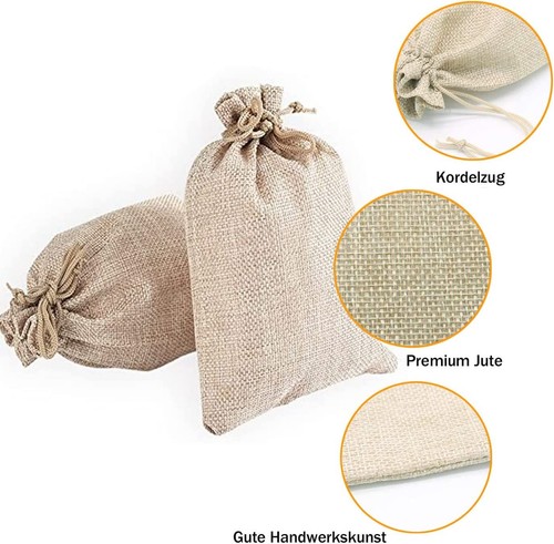 50x Jutebeutel Leinenbeutel Jutesäckchen Geschenk Schmuckbeutel Stoffbeutel Jute - Bild 10 von 14
