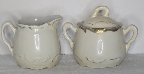 Antique Blenhiem China Porcelain Cream & Sugar Set, Gilt Trim - Picture 8 of 24