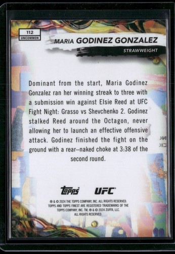 2024 Topps Finest UFC #112 Maria Godinez Gonzalez Rare Tangerine Glitter /50 - Picture 2 of 2