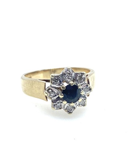 Gold Saphir Ring 9kt Gelbgold Blau Saphir Diamant Ring Vintage Ring Geschenk - Bild 14 von 16