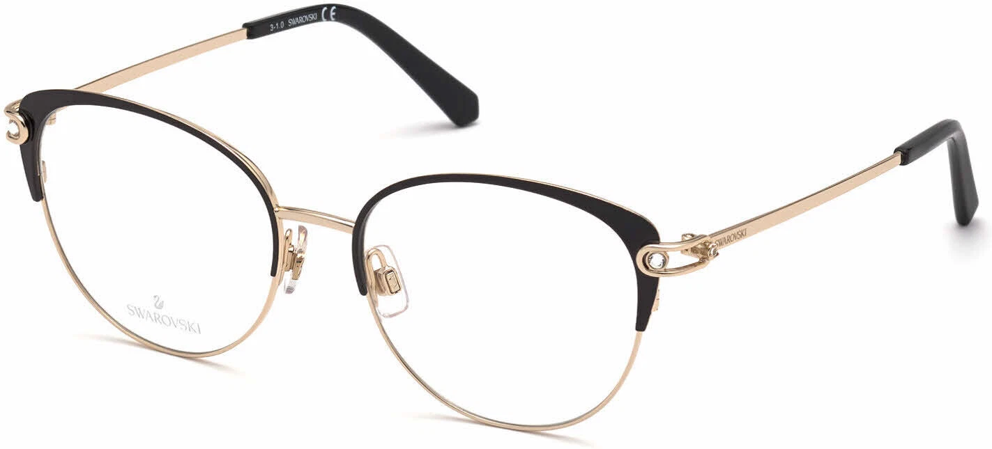 Swarovski SK 5397 005 Black Metal Cat Eye Optical Eyeglasses Frame 52 17 140 RX
