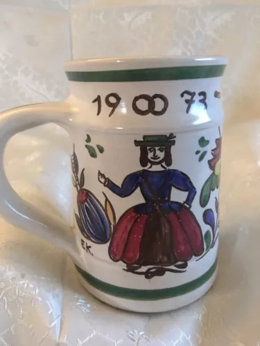 VTG SIGNED L.P. # HANDPAINTED FOLKART MADE IN AUSTRIA 1973 INFINITY SIGN MUG/CUP