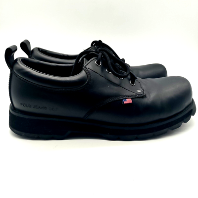 Ralph Lauren Polo Jeans Black Leather Lace Up shoes Men's 9.5 D 510677 | eBay Ralph Lauren Polo Jeans Black Leather Lace Up shoes Men's 9.5 D 510677 | eBay
