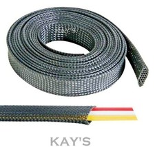 Braided Cable Sleeving Sheathing Black Electrics Wire Car Harnessing Auto Marine