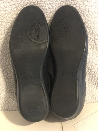 Baskets en cuir homme Versace Collection logo Méduse bleu marine US taille 12 EU 45 - Photo 10/13