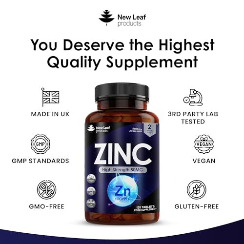 Zinc 50Mg High Strength - Zinc Tablets with Copper, Pure Zinc Supplements Contri - Picture 6 of 8