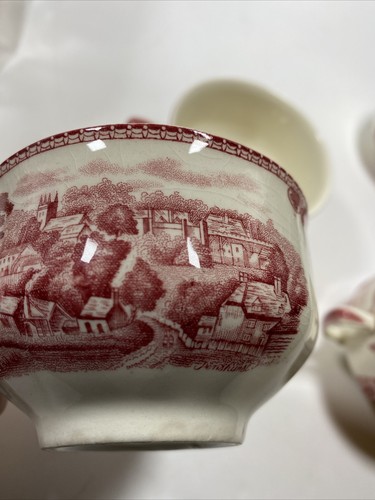 Four Johnson Bros Old British Castles Pink Red/White Tea Cups - Picture 7 of 9