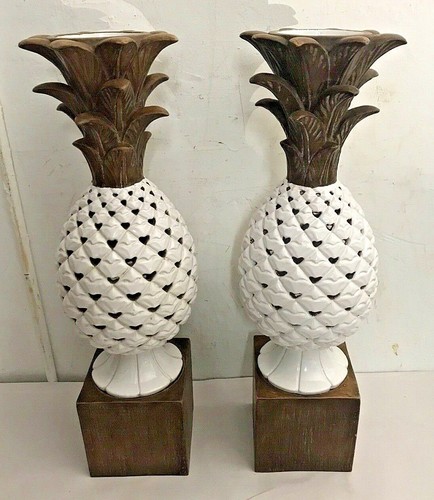 Pr. Of MCM ZACCAGNINI Signed Italian Pottery Pineapple Lamp Body/Base Lt.1950s - Picture 3 of 12