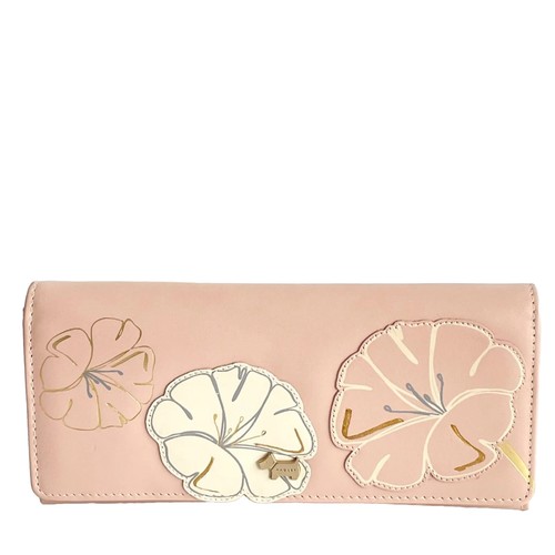 RADLEY Purse Pink Leather Large Coin Card Matinee Wallet - Moonflower Appliqué  - Picture 1 of 6