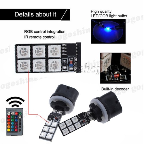 2Pcs 880 885 893 12-SMD RGB 3K 8K 10K LED Fog Lights Driving Bulbs + Controller - Picture 8 of 12