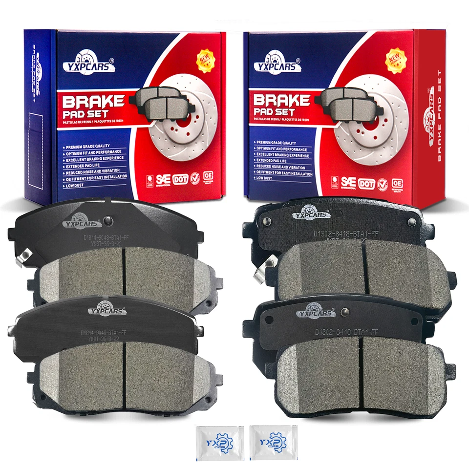 Rotores de freno perforados delanteros y traseros + pastillas de cerámica para Kia Sedona 2015-2020 2021 Foto 4 de 4