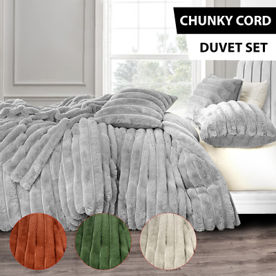 Rippkordel Bettbezug Set Grob Warm Thermo Überwurf Decke Kissenbezug