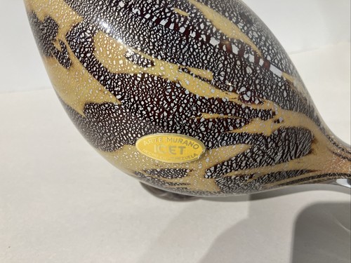 Pair of Doves Arte Murano Icet Gold Silver Flecks Glass Figurines Bird Venezuela - Picture 7 of 8