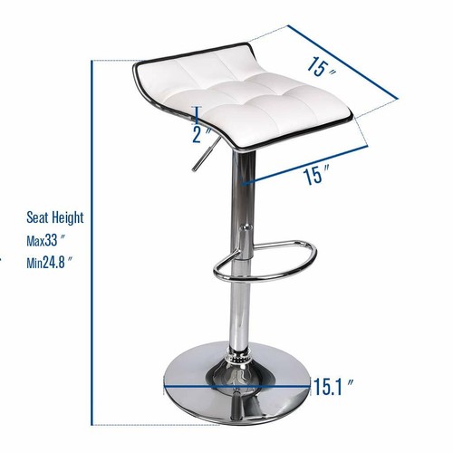 Set of 2 Bar Stools Adjustable Height Swivel Counter Stools Dining Bar Chair - Picture 16 of 35