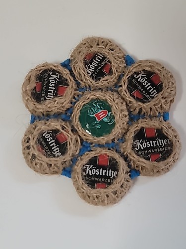 Hunchner Corona Bier Flaschenverschluss gehäkelt mit Jutegarn Getränk Untersetzer & Weinuntersetzer - Bild 6 von 21