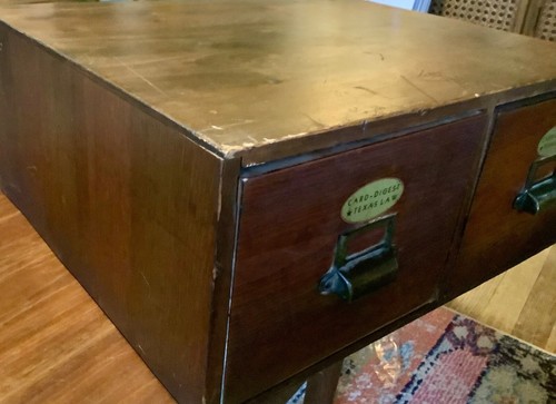 Vtg 2 Drawer Wood Card Catalog digest Texas law File Cabinet Brass Handle box - Picture 7 of 7