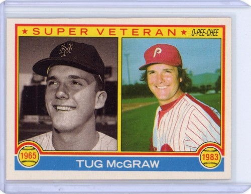 1983 O-PEE-CHEE TUG MCGRAW SUPER VETERAN #187 AS SHOWN FLAT $1 SHIPPING