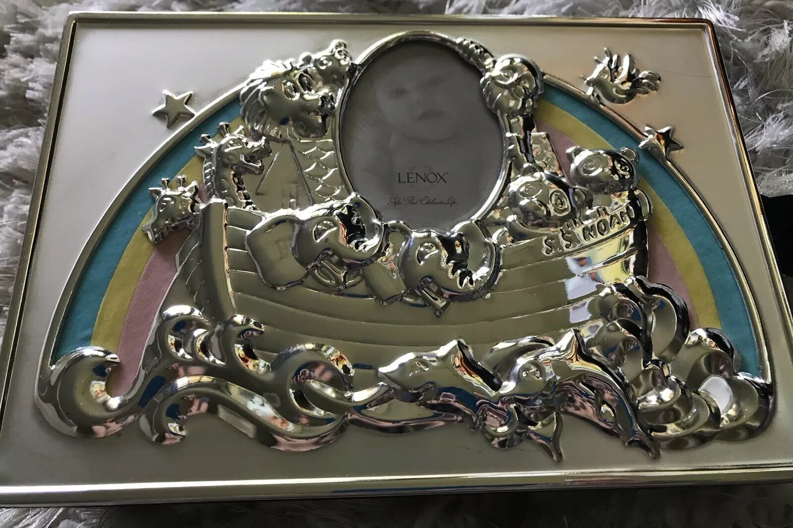 Lenox Baby Noah’s ARK Photo Album Silver Tone Holds 80 (4" x 6") A38