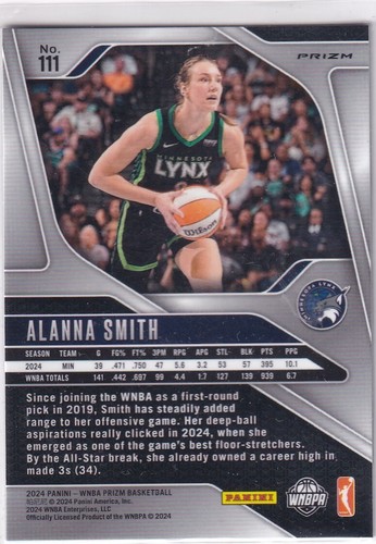 2024 WNBA Prizm Panini Basketball No. 111 Alanna Smith Blue Laser Prizm - Bild 2 von 2
