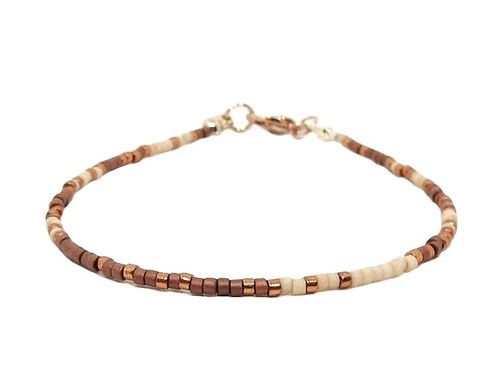 Brown, Copper & Light Peach Friendship Bracelet / Beaded Anklet / Boho Necklace - Picture 11 of 12