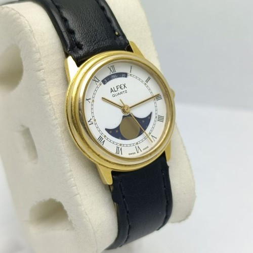 Alfex Quartz Moon Phase Roman Dial Vintage Women’s Watch SBZ21KS4(SS) - Picture 2 of 7
