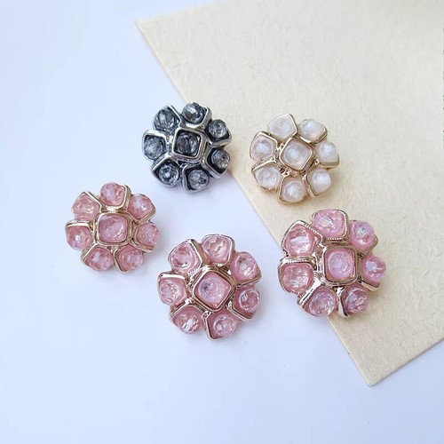 6PCS Flower Alloy Shank Button 18/20/22.5mm Sewing Buttons Cute Decors for Coat - Picture 2 of 10