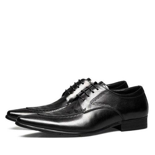 Zapatos de vestir británicos transpirables de negocios de cuero real con punta en punta de moda - Imagen 2 de 10