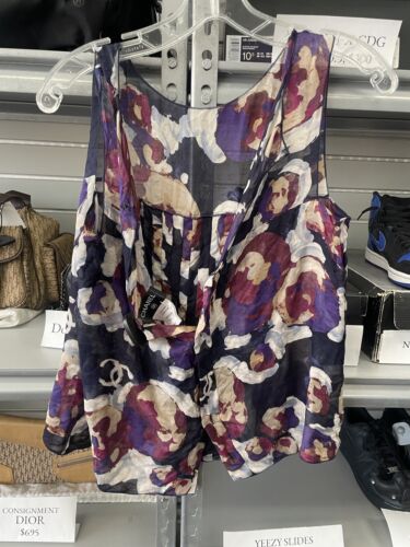 CHANEL 10C Floral CC Logo TANK 42 LARGE LILA BLAU - Bild 3 von 8