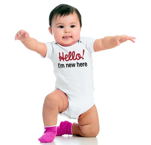 I'm New Here Funny Cute Unisex Shower Gift Newborn Baby Boy Girl Infant Romper - Picture 4 of 9