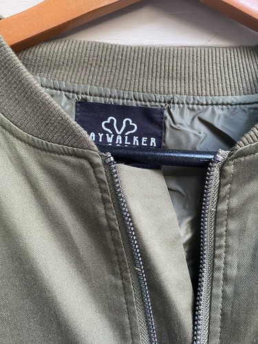 JAYWALKER Down Nylon Bomber Jacket Olive Green Child L - Picture 5 of 7