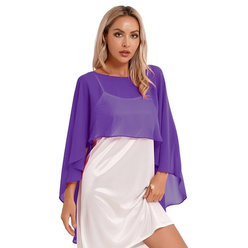 UK Women's Shawl Wedding Bridal Wraps Ladies Chiffon Capes Soft Lightweight Tops - Picture 80 of 123