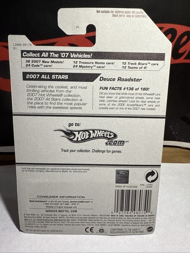 Hot Wheels 2007 All Stars Racing DEUCE ROADSTER Black 136/180 L3089 - Picture 3 of 6