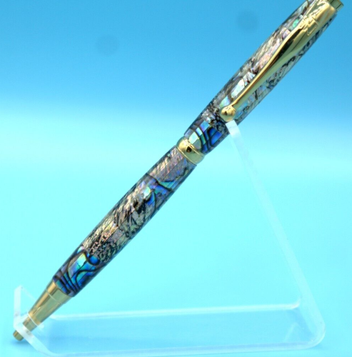 Slimline Kugelschreiber in TN (Titannitrid) Gold mit Paua Abalone Schale - Bild 7 von 24