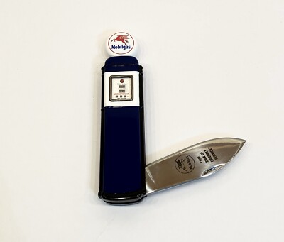 FRANKLIN MINT: Mobilgas Pump Collector Knife - Blue (Mobile Gas)