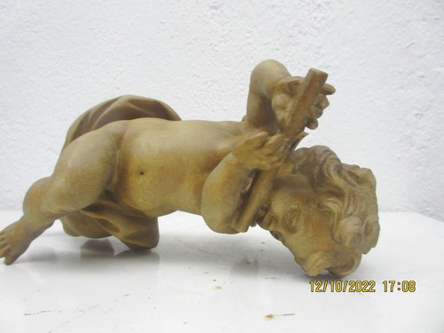 Wallhanging Angel Barock carved wood  CHERUB OberammergauBavaria - Picture 3 of 4