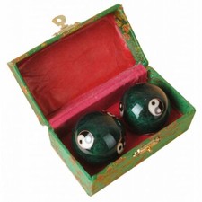 CHINESE HEALTH EXERCISE STRESS BAODING BALLS RELAXATION THERAPY YIN YANG DESIGN