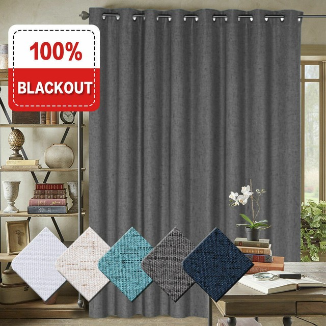 1x Extra Wider 100% Blackout Curtain for Bedroom Linen Textured Blockout Curtain 1x Extra Wider 100% Blackout Curtain for Bedroom Linen Textured Blockout Curtain