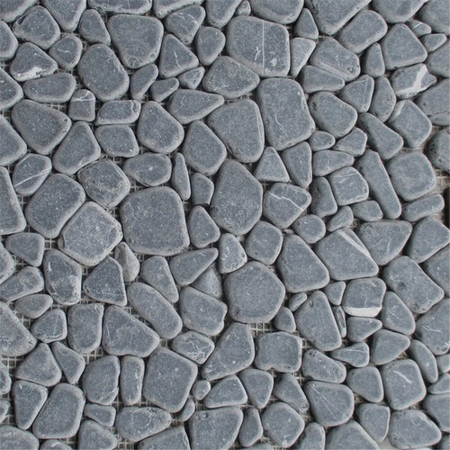 N98T Nero Marquina Black Marble Pebble Non Slip Shower Floor Tile Tumbled - Picture 3 of 4