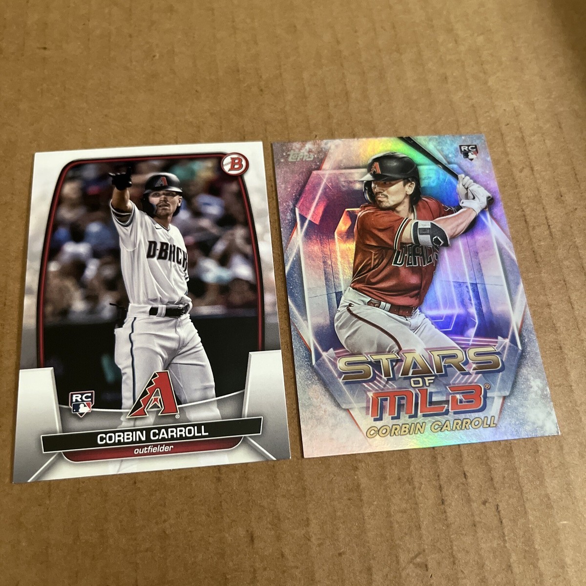 CORBIN CARROLL RC 2023 Topps STARS MLB #SMLB-34 & Bowman #73