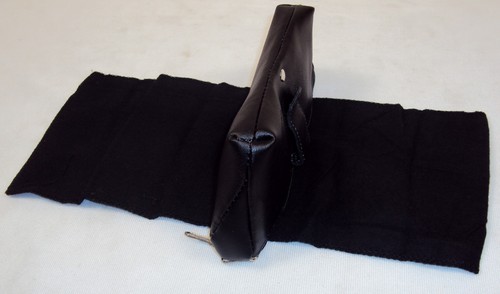 Eyeglasses Case ~ Twin Pockets, Holds 2 Pair w/Attached Shammys, Black Leather - Picture 4 of 5