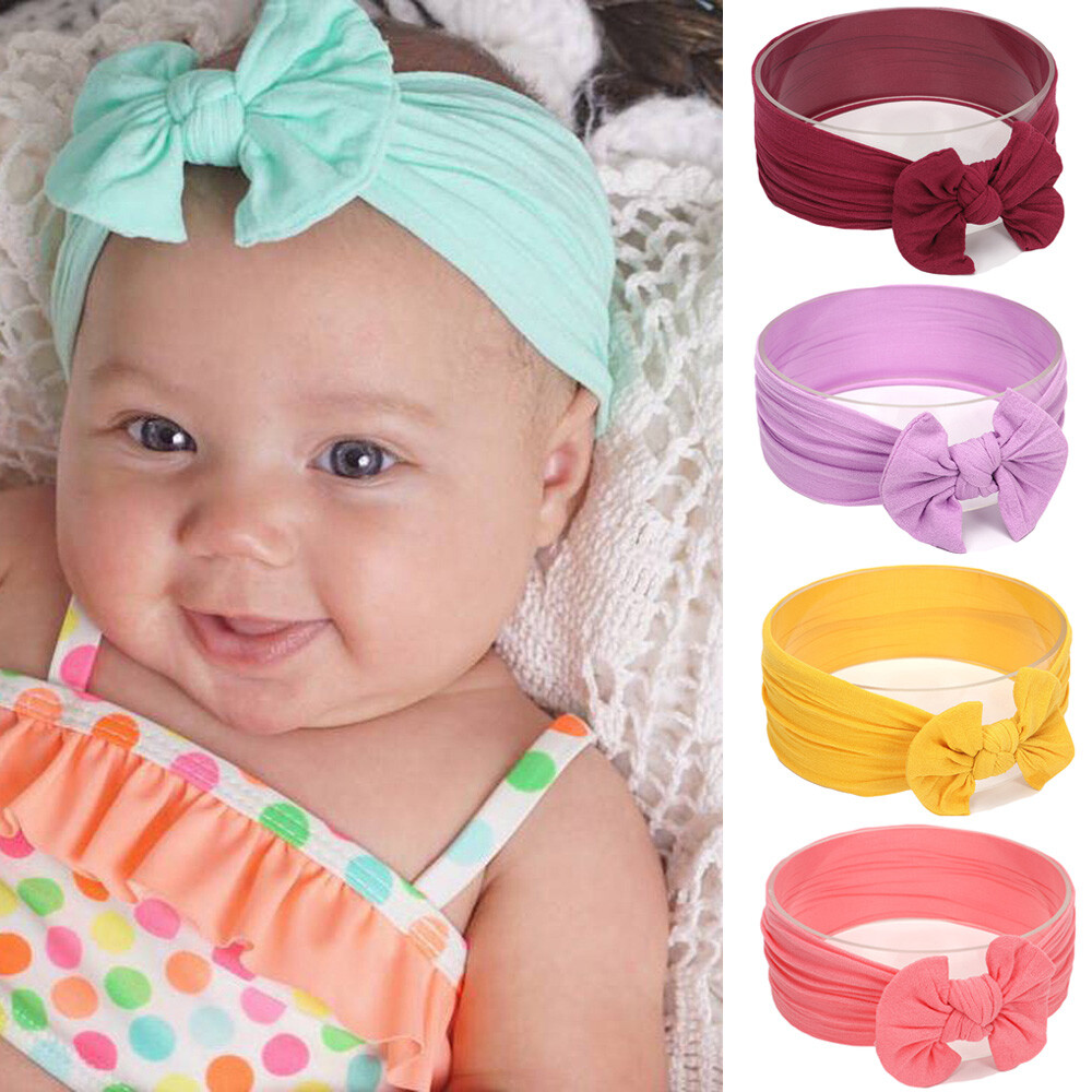 Baby Kid Child Girl Elastic Hair Band Bowknot Stretch Turban